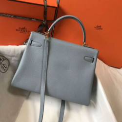 Hermes Kelly 32cm Retourne Borse Replica Blu Lin Clemence