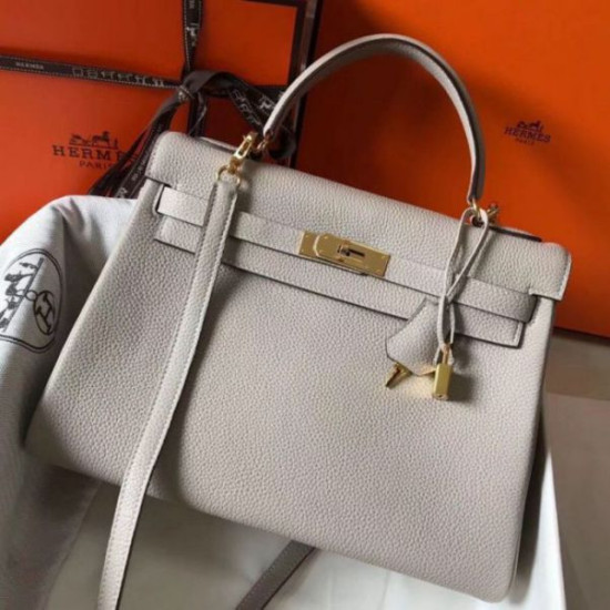 Hermes Kelly 32cm Retourne Borsa Grigio Perla Clemence Hermes Kelly 32cm Retourne Borsa Grigio Perla Clemence