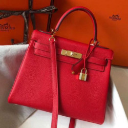 Hermes Kelly 32cm Retourne Borsa Replica 1:1 Rossa Clemence