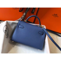 Hermes Kelly Mini II Borsa Blue Agate Epsom
