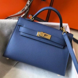 Hermes Kelly Mini II Borsa Blue Agate Epsom
