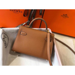 Hermes Kelly Mini II Qualità superiore replica Gold Epsom