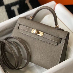 Hermes Kelly Mini II Borsa Gris Asphalt Epsom