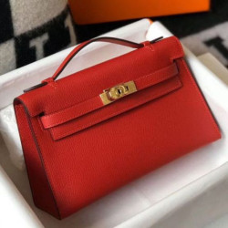 Hermes Kelly Pochette Borsa Rosso Epsom