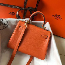 Hermes Mini Kelly 20cm Borse Replica Arancione Clemence
