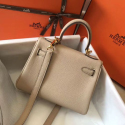 Hermes Mini Kelly 20cm Borsa Beige Clemence