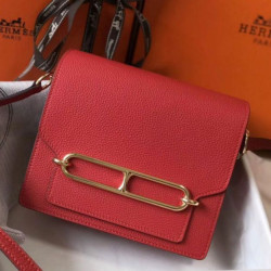 Hermes Sac Roulis Mini Borse Replica Alta Qualità Rosso Evercolor Vitello