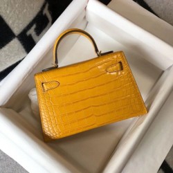 Replica Perfette Hermes Kelly Mini II Borsa Yellow Embossed Crocodile imitazioni
