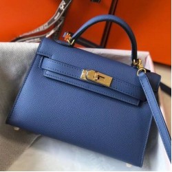 Replica Perfette Hermes Kelly Mini II Borsa Blue Agate Epsom imitazioni