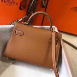 Hermes Kelly Mini II Qualità superiore replica Gold Epsom Replica qualità specchio Replica Perfette Hermes Kelly Mini II Qualità superiore replica Gold Epsom imitazioni