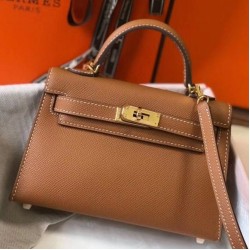 Replica Perfette Hermes Kelly Mini II Qualità superiore replica Gold Epsom imitazioni