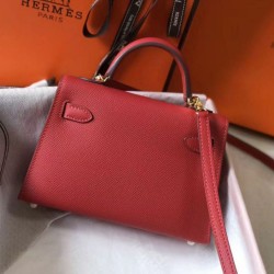 Hermes Kelly Mini II Qualità superiore replica Rouge Vif Epsom Replica qualità specchio Replica Perfette Hermes Kelly Mini II Qualità superiore replica Rouge Vif Epsom imitazioni