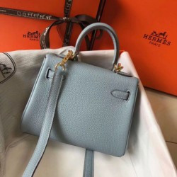Borsa Hermes Mini Kelly 20cm blu Lin Clemence Replica qualità specchio Replica Perfette Borsa Hermes Mini Kelly 20cm blu Lin Clemence imitazioni