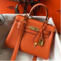 Replica Perfette Hermes Mini Kelly 20cm Borse  Arancione Clemence imitazioni