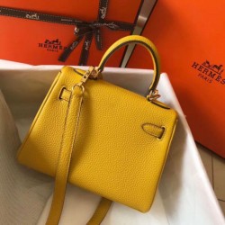 Replica Perfette Hermes Mini Kelly 20cm Borsa Giallo Clemence imitazioni