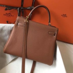 Hermes Kelly 28cm Retourne Borsa Gold Clemence Replica qualità specchio Replica Perfette Hermes Kelly 28cm Retourne Borsa Gold Clemence imitazioni