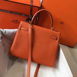 Hermes Kelly 28cm Retourne Borsa Orange Clemence Replica qualità specchio Replica Perfette Hermes Kelly 28cm Retourne Borsa Orange Clemence imitazioni