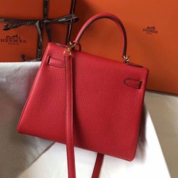 Borsa Hermes Kelly 28cm Retourne rossa Clemence Replica qualità specchio Replica Perfette Borsa Hermes Kelly 28cm Retourne rossa Clemence imitazioni
