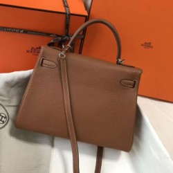Replica Perfette Hermes Kelly 32cm Retourne Borsa Oro Clemence imitazioni