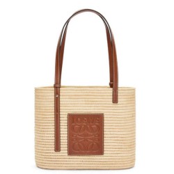 Replica Perfette Loewe Piccolo Square Basket Borse Firmate  Raffia e vitello marrone imitazioni