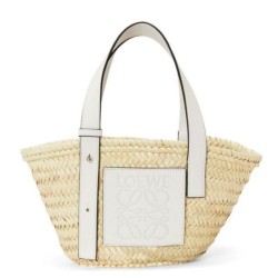 Replica Perfette Loewe Piccolo Basket Borse  Raffia e vitello bianca imitazioni