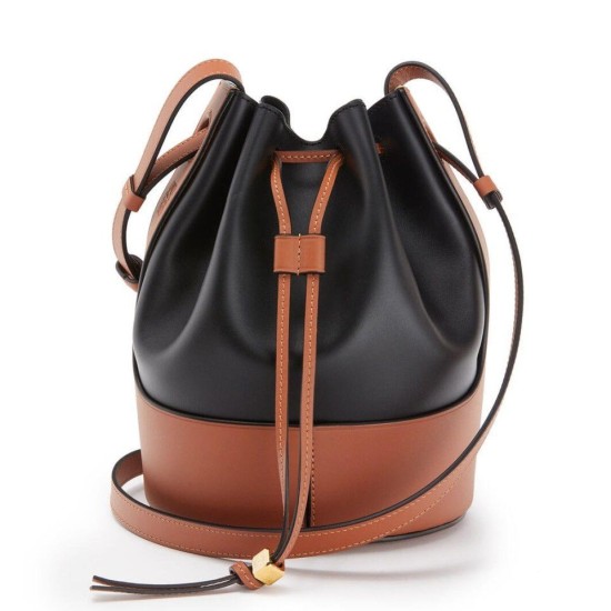 Replica Perfette Loewe Piccolo Balloon Bucket Borse  Nero/Tan vitello imitazioni