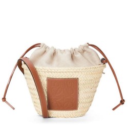 Replica Perfette Loewe Drawstring Bucket Borse Firmate  Foglia di palma e vitello marrone imitazioni