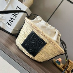 Loewe Drawstring Bucket Borse Imitazioni Palm Leaf e vitello nera Replica qualità specchio Replica Perfette Loewe Drawstring Bucket Borse Imitazioni Palm Leaf e vitello nera imitazioni