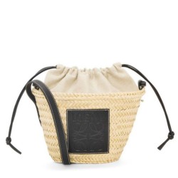 Replica Perfette Loewe Drawstring Bucket Borse Imitazioni Palm Leaf e vitello nera imitazioni