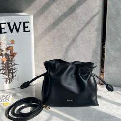 Loewe Mini Flamenco Clutch Borse Firmate Replica Nero Nappa Vitello qualità specchio Replica Perfette Loewe Mini Flamenco Clutch Borse Firmate Nero Nappa Vitello imitazioni