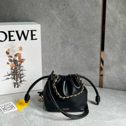 Loewe Mini Flamenco Purse Borse Replica Nero Nappa Agnello qualità specchio Replica Perfette Loewe Mini Flamenco Purse Borse Nero Nappa Agnello imitazioni