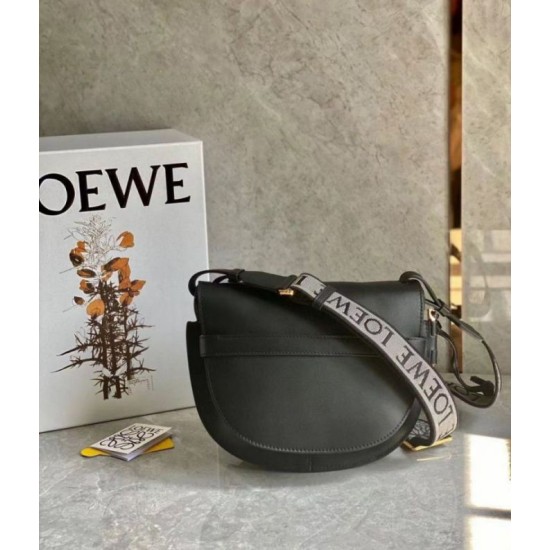 Replica Perfette Borsa Gate piccola Loewe vitello nera e jacquard imitazioni