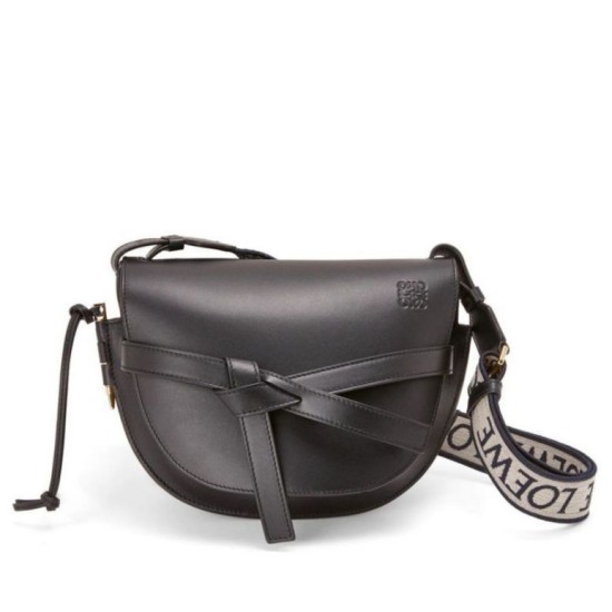 Replica Perfette Borsa Gate piccola Loewe vitello nera e jacquard imitazioni