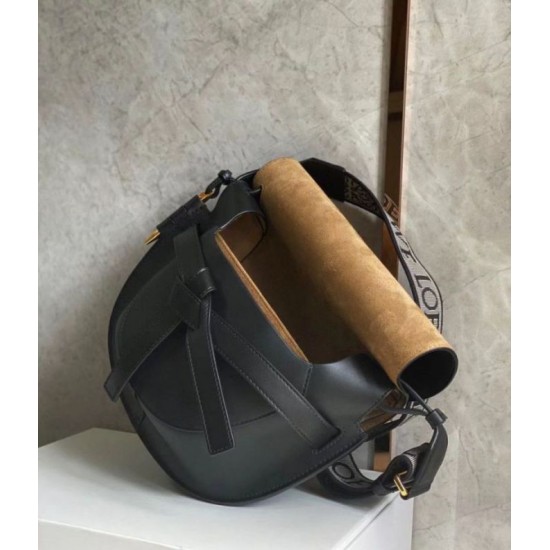 Replica Perfette Borsa Gate piccola Loewe vitello nera e jacquard imitazioni