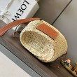 Loewe Drawstring Bucket Borse Firmate Replica Foglia di palma e vitello marrone