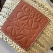 Loewe Drawstring Bucket Borse Firmate Replica Foglia di palma e vitello marrone