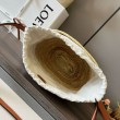 Loewe Drawstring Bucket Borse Firmate Replica Foglia di palma e vitello marrone