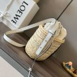 Loewe Drawstring Bucket Borsa Palm Leaf e vitello bianca