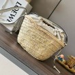 Loewe Drawstring Bucket Borsa Palm Leaf e vitello bianca