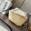 Loewe Drawstring Bucket Borse Imitazioni Palm Leaf e vitello nera
