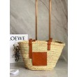 Loewe Medium Basket Bora Pari all'originale replica Raffia e vitello marrone