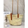 Loewe Medium Basket Bora Pari all'originale replica Raffia e vitello marrone