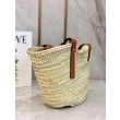Loewe Medium Basket Bora Pari all'originale replica Raffia e vitello marrone