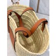 Loewe Medium Basket Bora Pari all'originale replica Raffia e vitello marrone