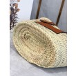 Loewe Medium Basket Bora Pari all'originale replica Raffia e vitello marrone