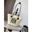 Loewe Piccolo Anagram Basket Imitazioni borse griffate Iraca Palm e Vitello Nero