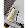 Loewe Piccolo Anagram Basket Imitazioni borse griffate Iraca Palm e Vitello Nero