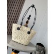 Loewe Piccolo Anagram Basket Imitazioni borse griffate Iraca Palm e Vitello Nero