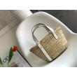 Loewe Piccolo Basket Borse Replica Raffia e vitello bianca