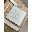 Loewe Piccolo Basket Borse Replica Raffia e vitello bianca